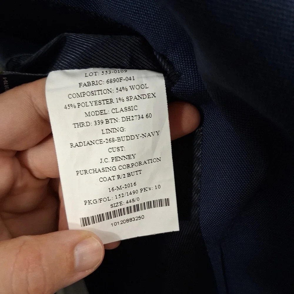 Stafford Mens Sport Coat 44S Short Blue Classic Fit Travel Wool Blend